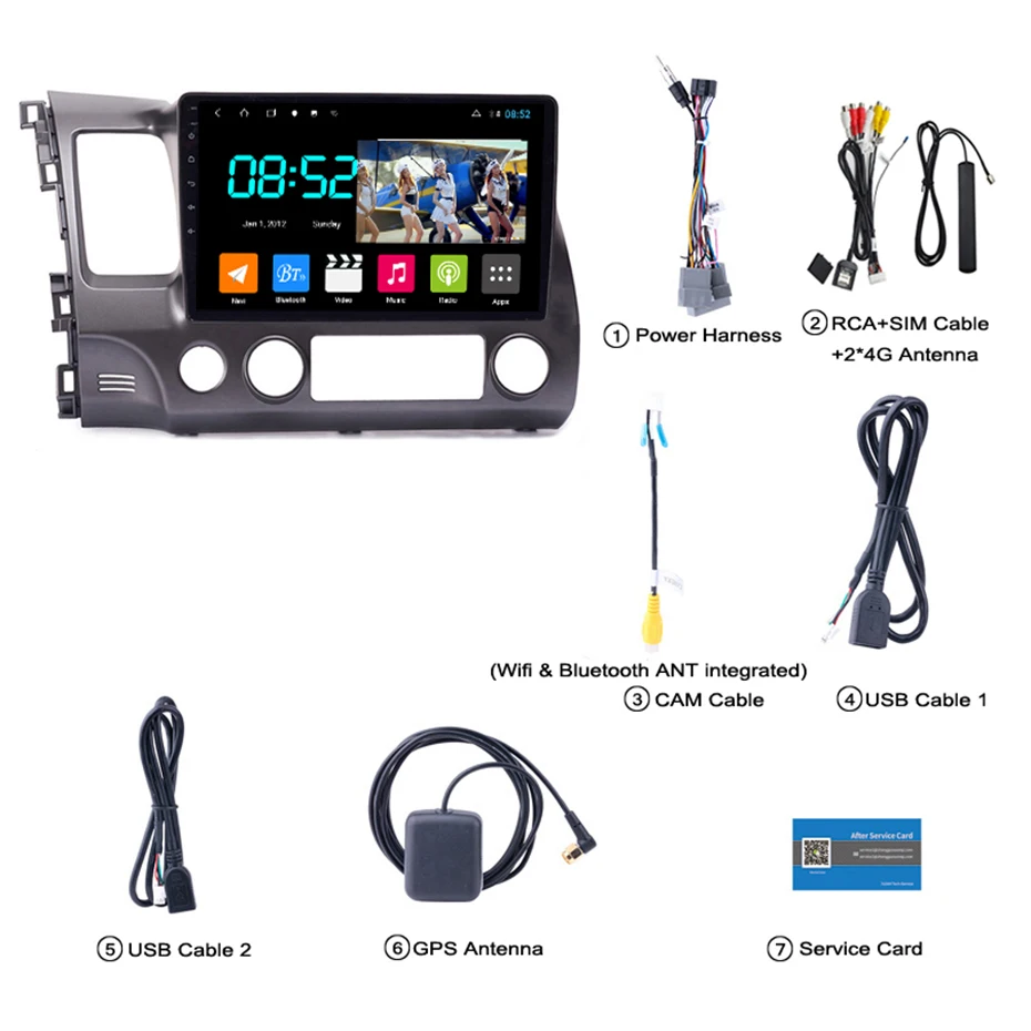 8 Cores Android 8,1 автомобильный DVD 1din мультимедийная система Navi для Honda Civic 2004-2011 Автомобильный gps навигатор стерео головное устройство BT SWC wifi - Цвет: 8 Cores