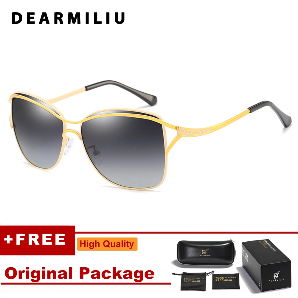DEARMILIU роскошные женские поляризованные женские очки для вождения негабаритных солнцезащитных очков, UV400 Gafas De Sol Shades для женщин - Цвет линз: Gold 2