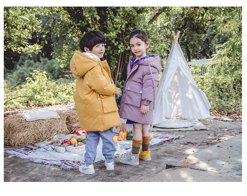 baixo jaqueta crianças coreano grosso com capuz