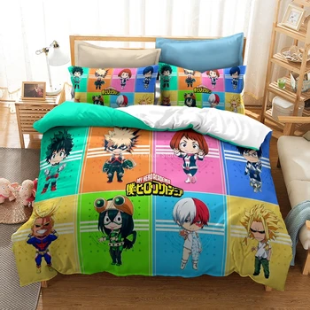 

Hot Anime My Hero Academia Printed 3d Bedding Set Duvet Cover Set with Pillowcase Adult Kids Bed Linen Twin Full Queen King Size