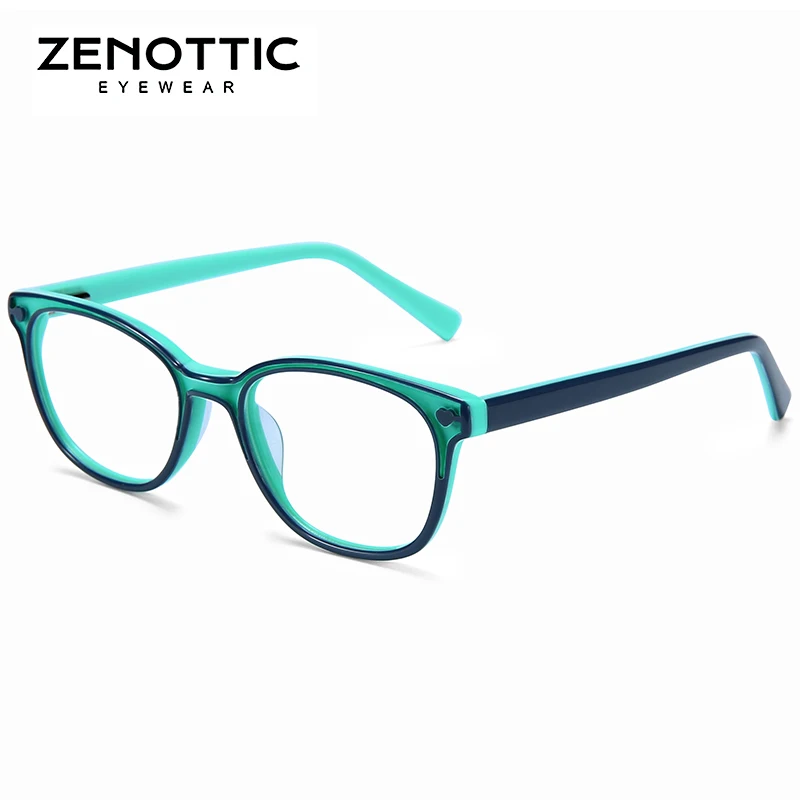 Детские ацетатные оправы для очков ZENOTTIC квадратные при близорукости с защитой от синего света девочек и