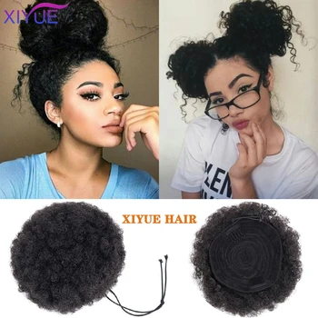 

XIYUE Short Afro Puff Synthetic Hair Chignon Hairpiece For Women Drawstring Ponytail Kinky Curly Updo Clip Hair Accessories