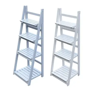 

4 Tier Wooden Garden Home Flower Balcony Shelf Ladder Display Free Standing Folding Flower Shelf Dish Rack Flower Stand