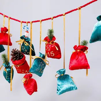 

24 Days Countdown Christmas Advent Calendar Ornament Candy Bags Hanging Decor M68E