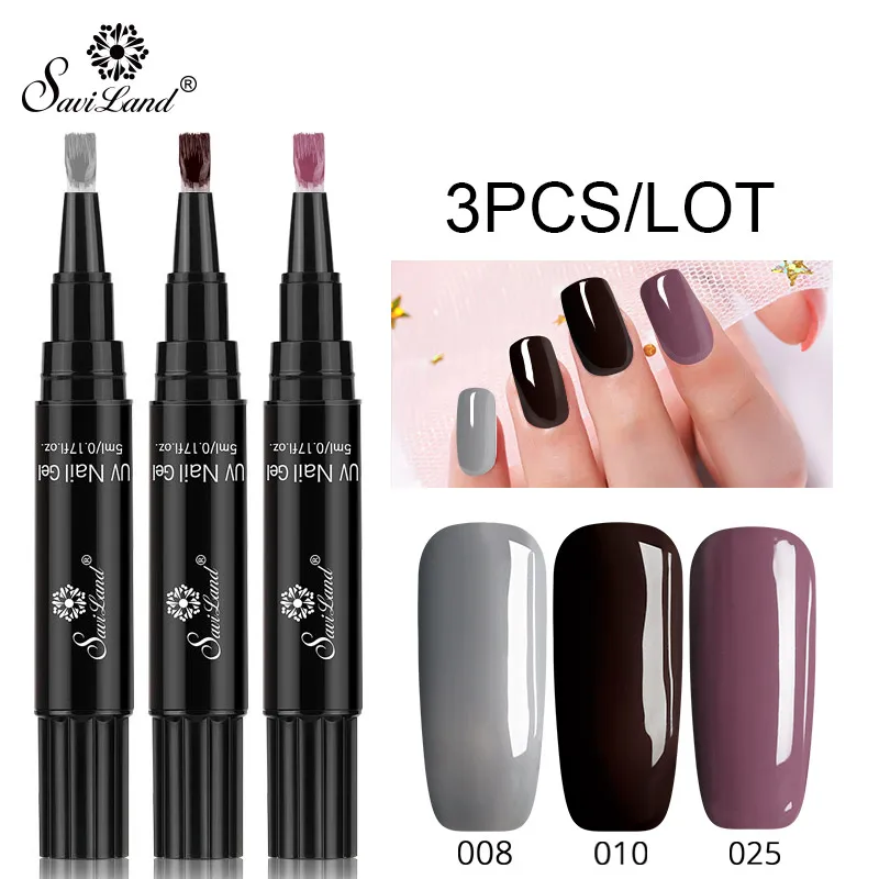 Saviland 3 шт./лот набор гель-лаков UV Vernis полуперманентный праймер верхнее покрытие 5 мл полигель лак для ногтей маникюрный гель - Цвет: 008 n 010 n 025