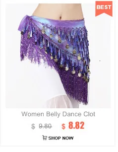 Women Belly Dance Clothing Accessories Teardrop Paillettes Fringe Wrap Elastic Base Tie-Dye Triangle Belts Coins Hip Scarf
