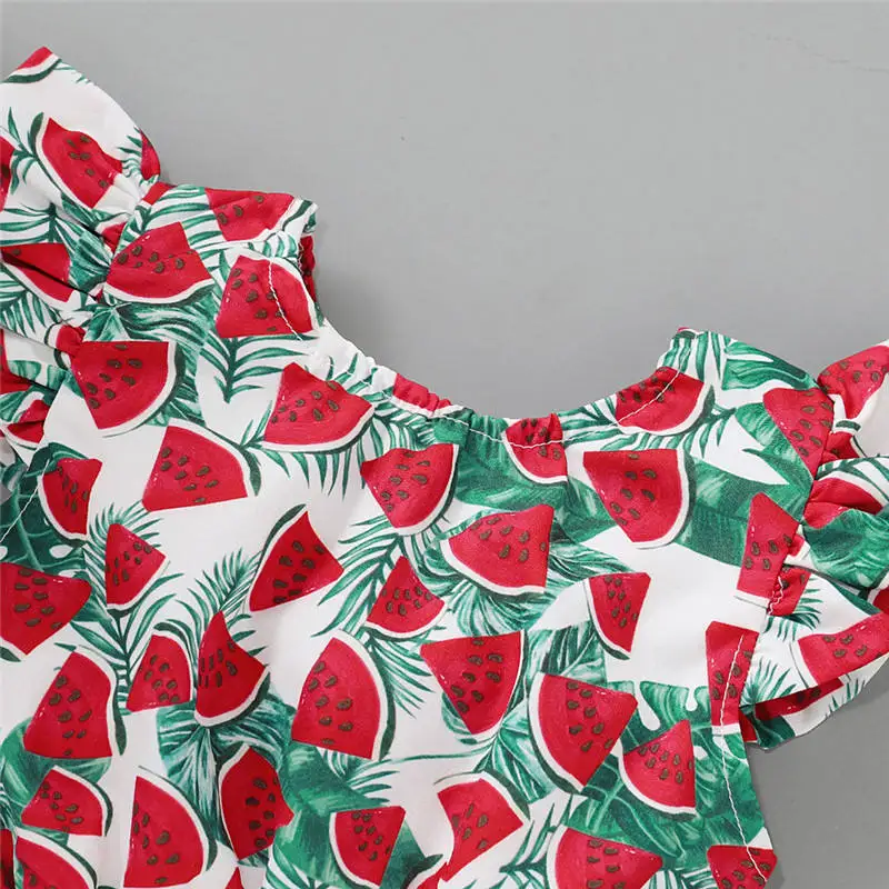 2020 summer new watermelon print baby girl clothes set (4)