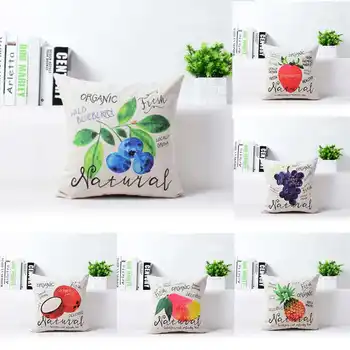 

Fruit Plant Pattern Cotton Linen Pillowcase Sofa Waist Cushion Cover 18'' for Home Office Room Decor Textile Throw Pillow Cover