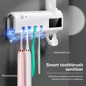 

UV Sterilizer Toothbrush Holder Solar Energy Automatic Toothpaste Squeezers Dispenser Wall-mounted toothbrush Holder Sanitizer