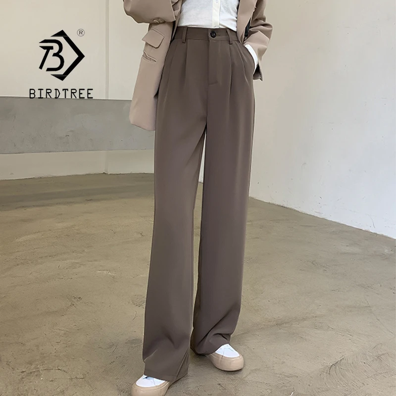 2021 Women S Suit Pants Spring Loose Office Lady Long Trousers All Match Plain Straight Casual 