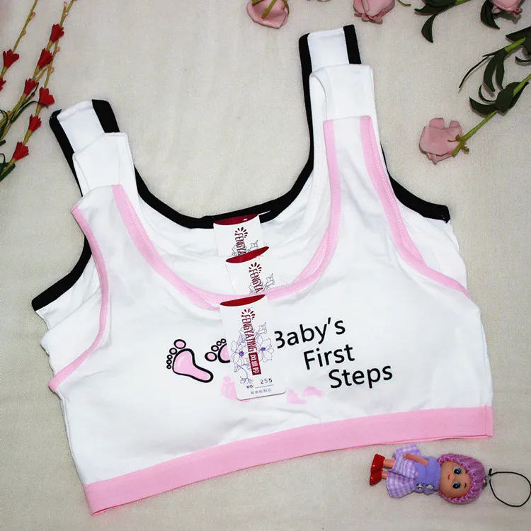 

Development underwear bra small feet printed pattern solid color cotton female student underwear teenage girls top sport bra