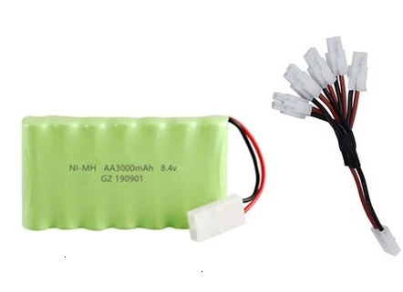 Модель M) Ni-MH 8,4 v 3000mah батарея+ USB зарядное устройство для радиоуправляемых игрушек автомобиль Танк Поезд Робот Лодка пистолет AA 8,4 v перезаряжаемый аккумулятор - Цвет: White