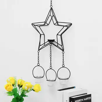

Pentagram Craft Candle Holder Candle Hanging Stand Lovers Wall Candlelight Holder Home Birthday Church Wedding Party Decor