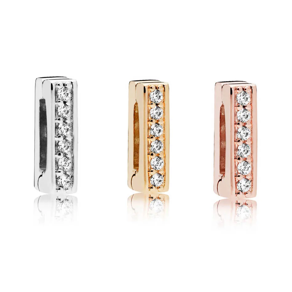 

Authentic S925 Silver DIY Jewelry Reflexions Timeless Sparkling Clip Charm fit Lady Bracelet Bangle Rose Shine and Silver