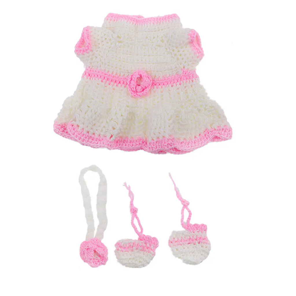 

Knitted Skirt Headband Socks Set Clothes For 17''-18'' Reborn Baby Girl Doll Christmas Baby Clothes Baby Doll Accessories