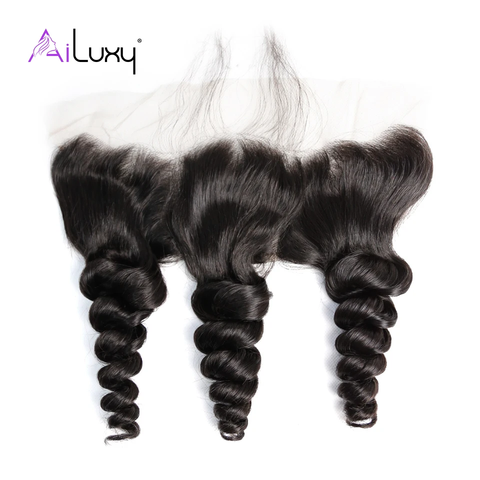 

Ailuxy OneCut Hair Peruvian Virgin Hair Swiss Transparent Lace Frontal Loose Wave Medium Brown Lace Frontal 13x4 100% Human Hair