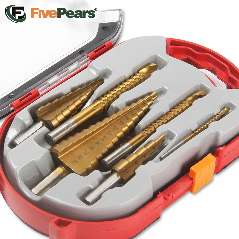 FivePears Step Drill Bit And Drill Bit-Milling Cutter 6Pcs/Set.Countersink For Metal/Wood，Drill For Metal Cone 32MM,Stage Light