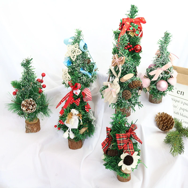 

25cm Mini Christmas Tree Family Festival Party Desktop Ornaments New Year Xmas Gift For Kids Christmas Decorations For Home