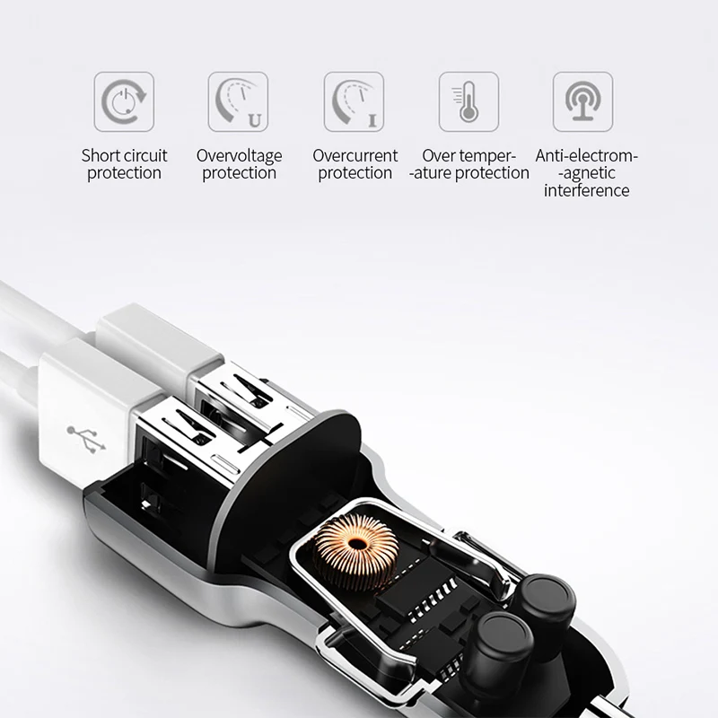 Оригинальное автомобильное зарядное устройство DDPai 2USB порта QC3.0 быстрое