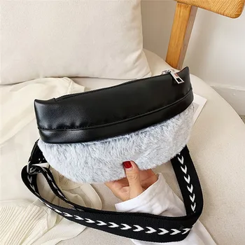 

Women Waist Fanny Pack Ladies Hairy Plush Patchwork Chest Bum Bag Zip Pouch Travel Beach Hip Purse Lady Shoulder Bags #40