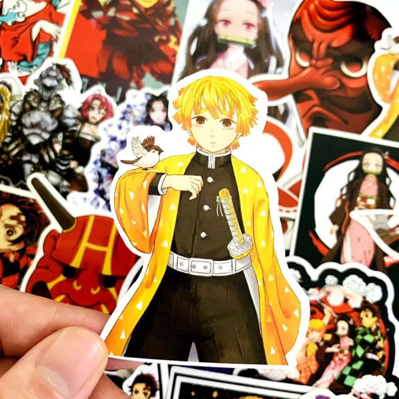 50 шт., Demon Slayer Kimetsu No Yaiba, наклейка для косплея, реквизит, ПВХ, водонепроницаемый, сделай сам, гитара, автомобиль, Tanjirou Nezuko, наклейка s