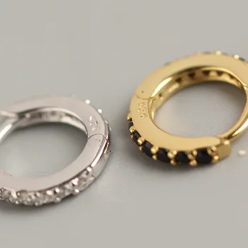 

100% 925 Sterling Silver Miniature Round Black and White Zircon Small Stud Earrings for Women