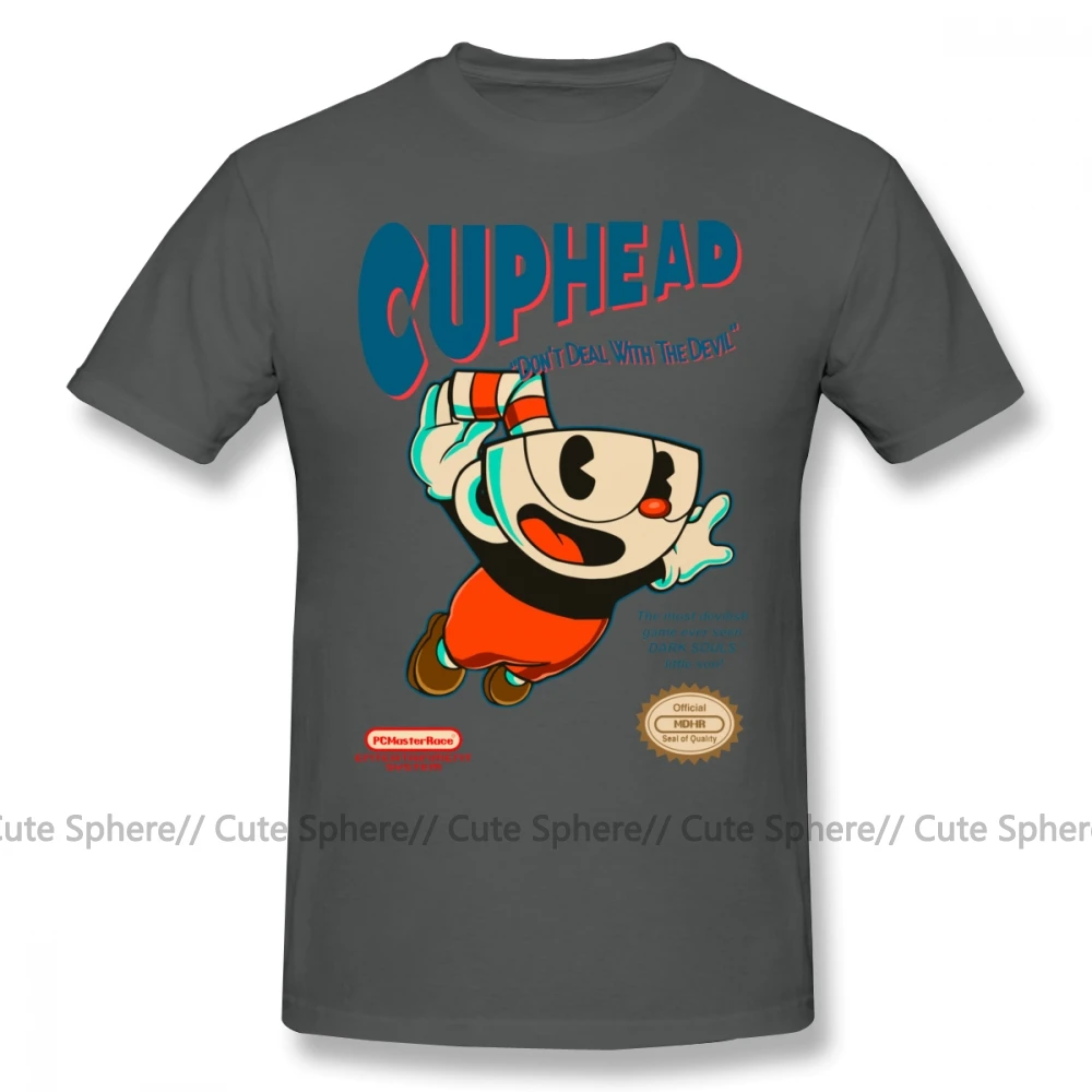 Cuphead Футболка супер Cuphead Футболка мужская большая футболка с коротким рукавом Повседневная забавная 100 хлопковая графическая футболка
