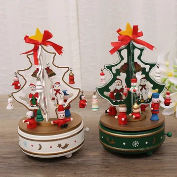 

2019 new Christmas wooden music box Bayin box Christmas tree gift Christmas decoration crafts