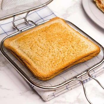 

BBQ Barbecue Grill Mat Sandwich Grilling Net Stainless Steel Breads Hamburger for Household Kitchen Helping Decor