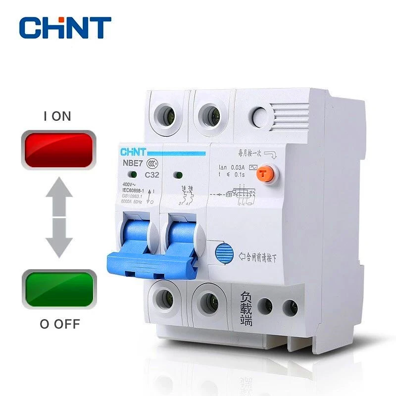 Protector de fugas CHINT 1P + N 2P serie NBE7LE peque�os disyuntores tipo C Protector de cortocircuito 16A 20A 25A 32A 40A 63A