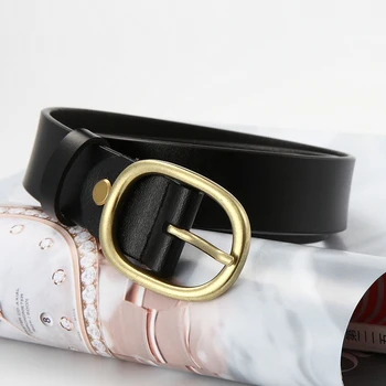 Women‘s Belt Genuine Leather Belts For Women Female Gold Pin Buckle Strap Fancy Vintage for Jeans 3