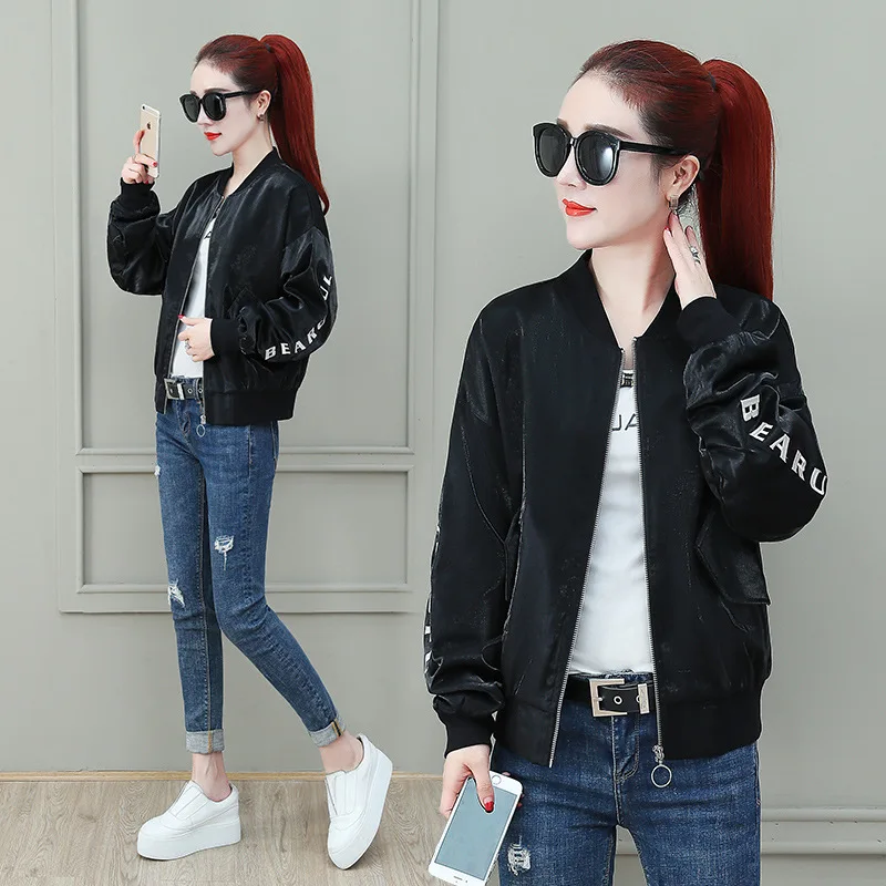 

Baseball Uniform Printed WOMEN'S Coat 2019 Autumn New Style Europe And America Floral Fashion Autumn Clothing Jacket Short Print