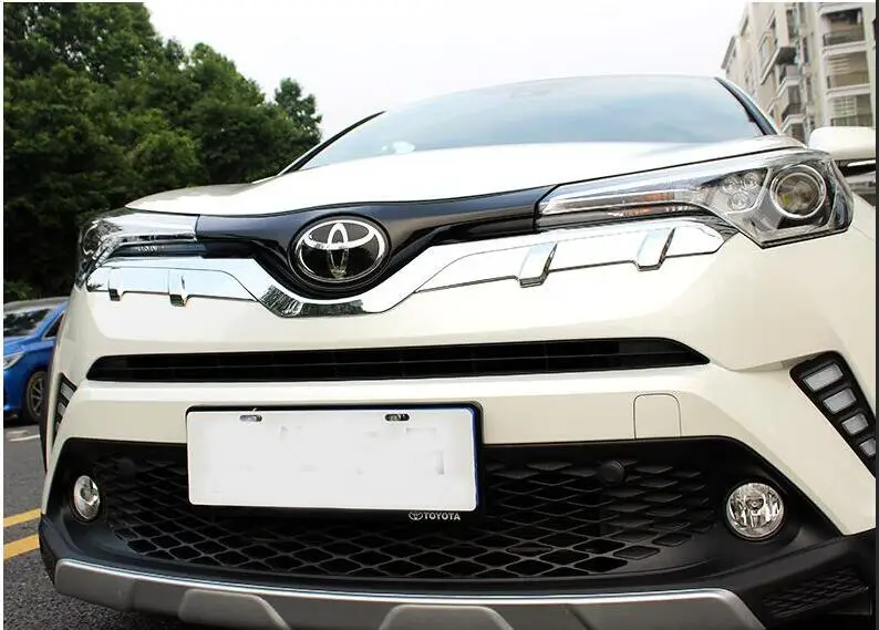 Применяется только для Toyota CHR Передняя Автомобильная полоса логотипа, 18 IZOA Внешняя рамка патчи ABS гальванизированная яркая полоса