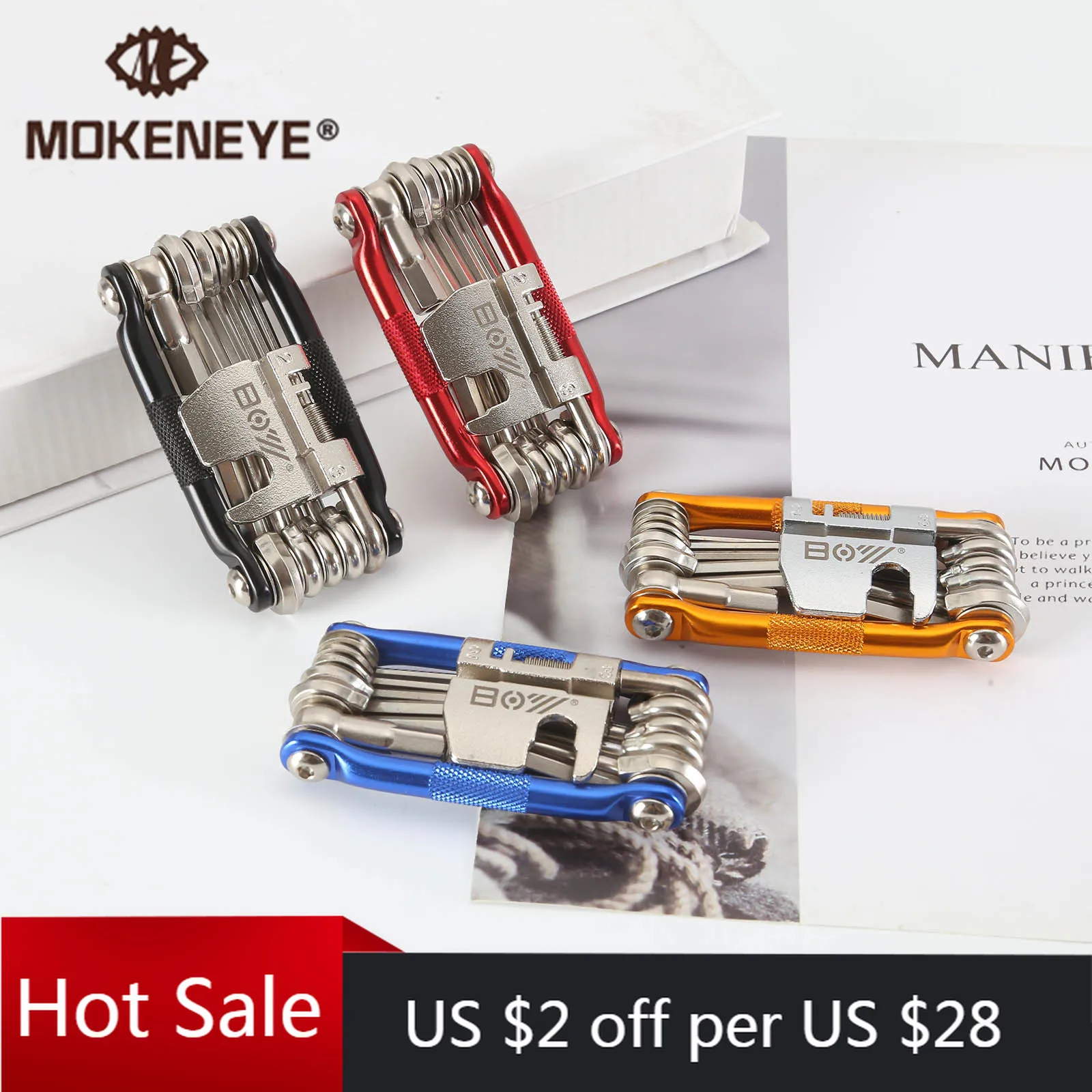 

17 In 1 Multifunction Bike Repair Tool Kit Bicycle Repairing Set Screwdriver Chain Cutter Hex Key Spoke Wrench MTB Cycling Tools