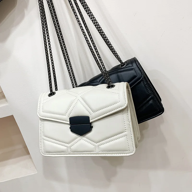 

2019 Winter New Style WOMEN'S Bag Retro Rhombus Square Sling Bag Solid Color Business WOMEN'S Fashion Handbag Car Suture Shoulde