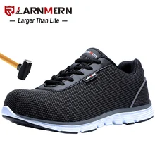LARNMERN/Мужская Рабочая защитная обувь со стальным носком; Легкие дышащие строительные кроссовки; нескользящая прокольная обувь