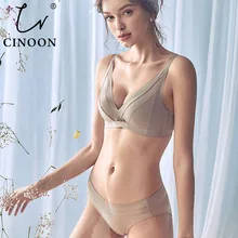 CINOON,, высококачественный бренд, романтичный Соблазнительный комплект с бюстгальтером для женщин, Модный хлопковый комплект нижнего белья, пуш-ап, бесшовный комплект с бюстгальтером и трусиками