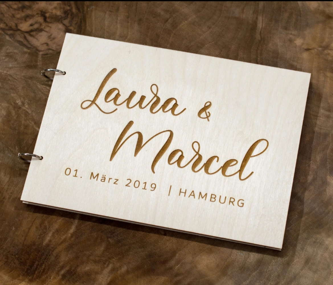 Custom Wood Guest Book, Presente De Recepção De Casamento