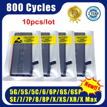 

10pcs/lot Zero Cycle High Quality For iPhone Battery 6 6S SE 4 4S 7 8 Plus 11 PMax X XR XS Max replacement Batteries For Apple