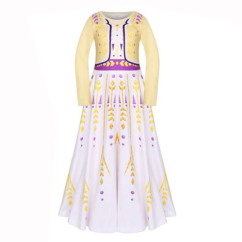Косплэй костюм Снежная Королева Анна Эльза для девочек из 2 вещей, одежда на год, платье в стиле «принцесс» для девочки, с длинным рукавом детская одежда 3-10Ys
