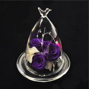 

Free Shipping 8.5*15cm Glass Base Bird Top Glass Dome Vase Home Decorative Glass Cover Friend Gift Fashion Business Gift