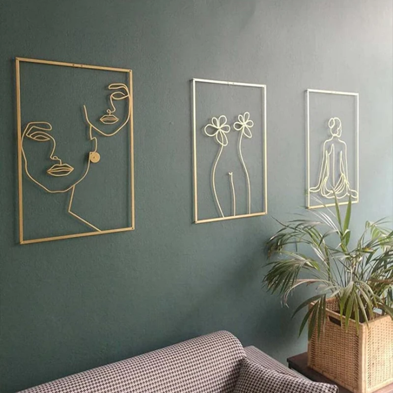 Female Line Art Wall Hanging Acrylic Wall Decor Minimalist Wall Mural Abstract Crafts For Home Living Room Bedroom Modern Design
