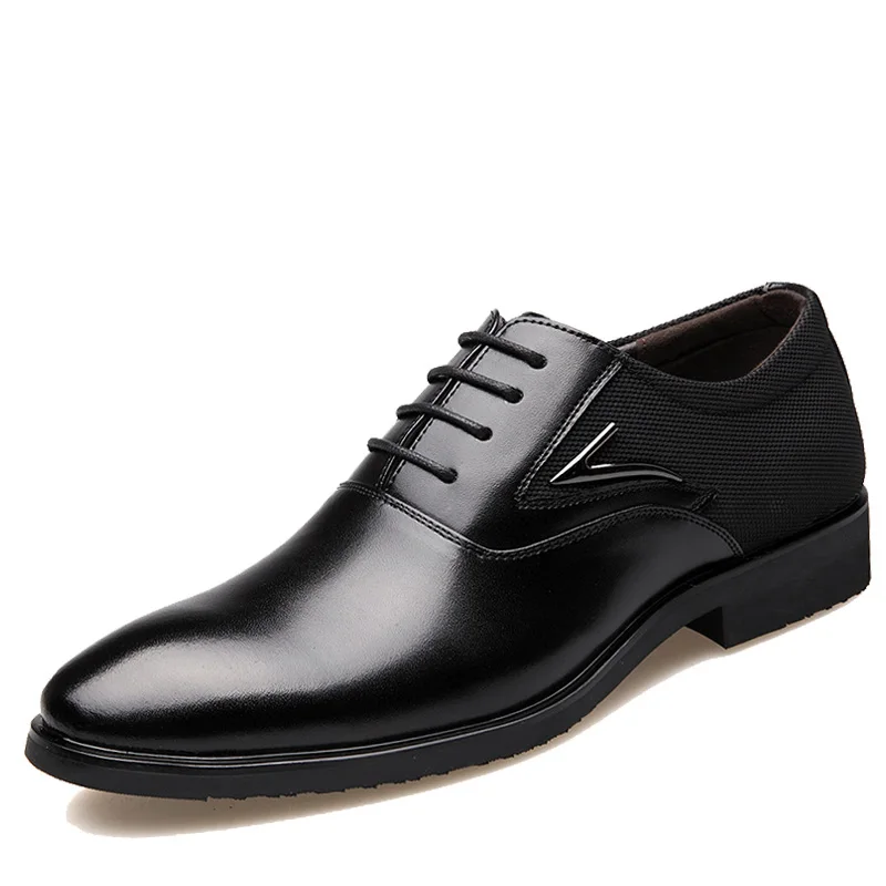 

New 2016 Autumn Business Dress Shoes Wedding Pointed Toe Fashion Genuine Leather Shoes Flats Oxford Shoes For Men