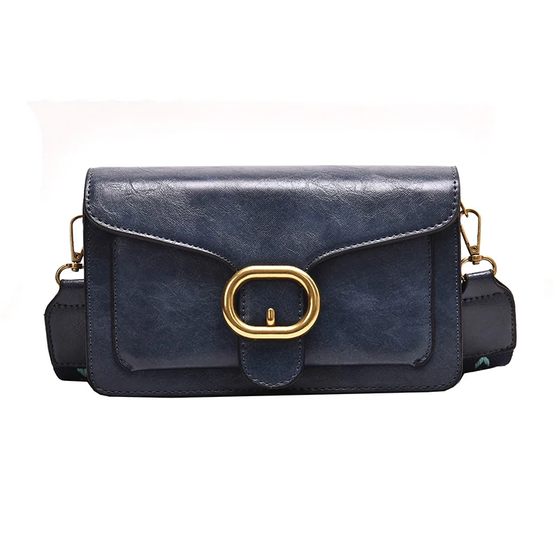 

2019 Retro Ladies Shoulder Messenger Bags Designer Buckle Solid Color Handbag Korean Style Quality Leather Small Square Package
