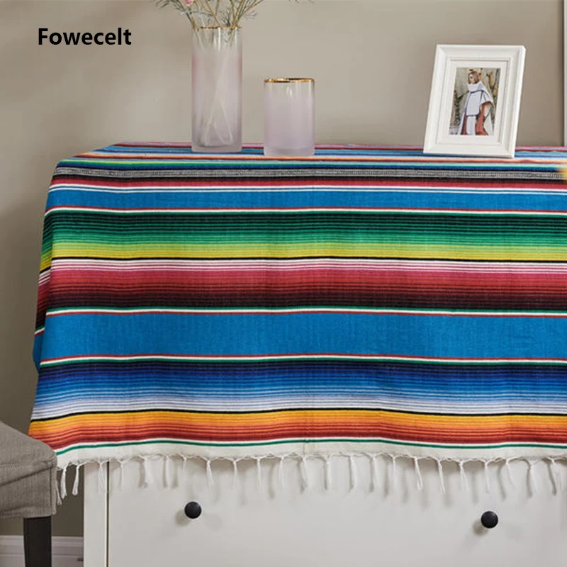 

Fowecelt 2020 Mexican Party Table Cloth Cotton Wedding Decoration Table Cover Cloth Modern Placemat for Dining Table Decor