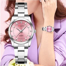 Женские часы с розовым браслетом, роскошные брендовые маленькие женские повседневные часы с серебряным стальным ремешком, кварцевые наручные часы, водонепроницаемые часы с бриллиантами