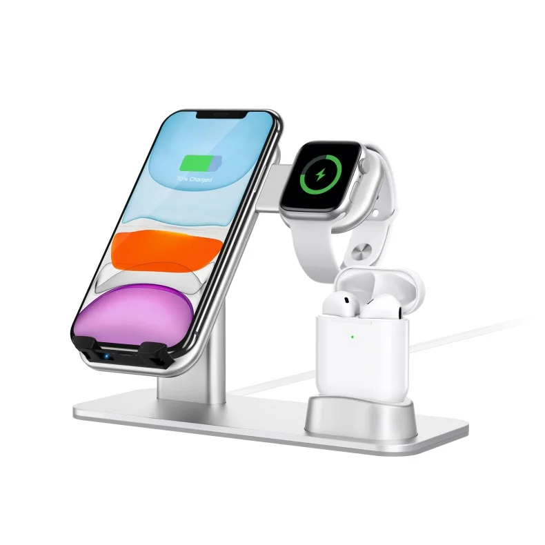 

New Trinity Wireless Filling Applicable to Apple Mobile Watch Headset 15W Fast Filling Aluminum Alloy Desktop Bracket OEM