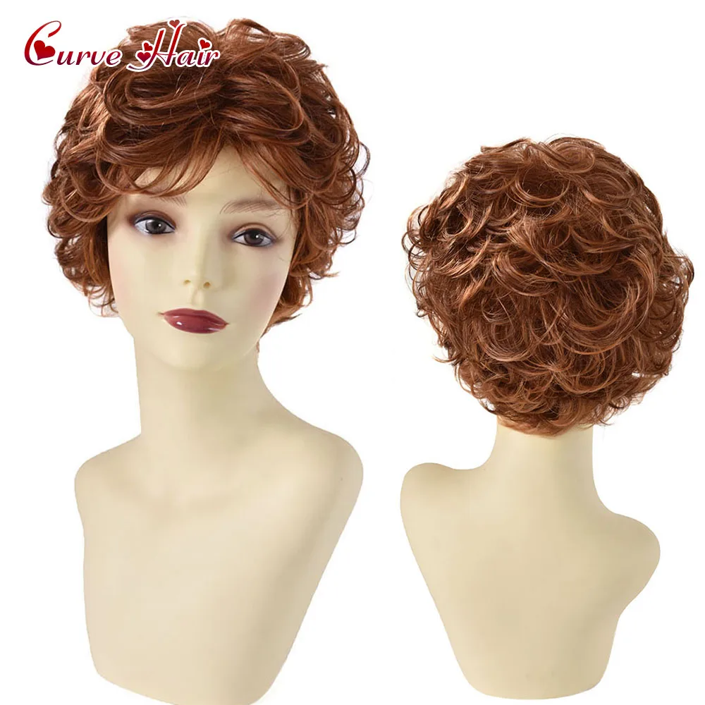 

Synthetic Hair Light Brown Mix Color Short Natural Wave For Women Comfortable Heat Resistant Kanekalon Wig Daily Wigs