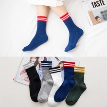 Забавные милые японские школьные хлопковые свободные полосатые носки для девочек цветные женские модные дизайнерские ретро желтые белые