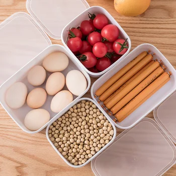 

Refrigerator Fresh Box Whole Grains Food Fruit Crisper Storage Box Stackable Plastic Bento Portable Lunch Box Kitchen Organizer